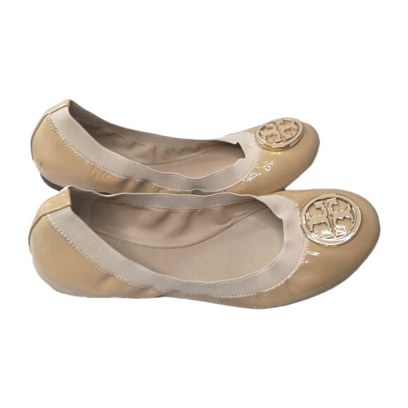 Tory Burch Caroline Ballet Flats Size 8 Patent Leather Brown - Picture 4 of 10